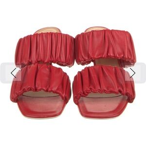 New Halmanera red leather slides